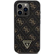 Guess PU Leather 4G Triangle Metal Logo Back Cover for iPhone 16 Pro Black - Phone Cover