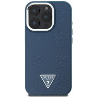 Guess PU Grained Triangle Logo Back Cover for iPhone 16 Pro Blue - Phone Cover