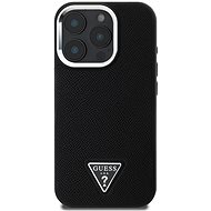 Guess PU Grained Triangle Logo Back Cover for iPhone 16 Pro Black - Phone Cover