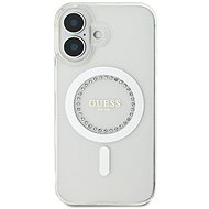 Guess IML Rhinestones Ring MagSafe Back Cover for iPhone 16 White - Phone Cover