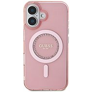 Guess IML Rhinestones Ring MagSafe Back Cover for iPhone 16 Pink - Phone Cover