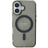 Guess IML Rhinestones Ring MagSafe Back Cover for iPhone 16 Black - Phone Cover