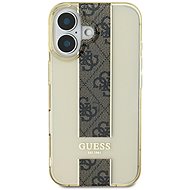 Guess IML Middle 4G Stripe Back Cover for iPhone 16 Brown - Phone Cover