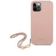 Guess PU Saffiano Gold Chain for Apple iPhone 12 Pro Max, Pink - Phone Cover