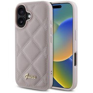 Guess PU Leather Quilted Back Cover for iPhone 16 Pink - Phone Cover