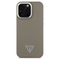 Guess PU Grained Triangle Logo Back Cover for iPhone 16 Pro Max Brown - Phone Cover