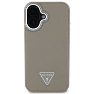 Guess PU Grained Triangle Logo Back Cover for iPhone 16 Brown - Phone Cover