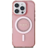 Guess IML Rhinestones Ring MagSafe Back Cover for iPhone 16 Pro Max Pink - Phone Cover