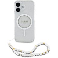 Guess IML Glitter Beads Strap MagSafe Back Cover for iPhone 16 Transparent - Phone Cover