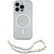 Guess IML Glitter Beads Strap MagSafe Back Cover for iPhone 16 Pro Transparent - Phone Cover