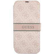 Guess PU 4G Printed Stripe Book Case for Apple iPhone 13 Pro Pink - Phone Case