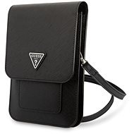 Guess PU Saffiano Triangle Logo Phone Bag Black tok - Mobiltelefon tok