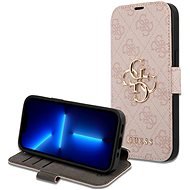 Guess PU 4G Metal Logo Book iPhone 15 Pro rózsaszín tok - Mobiltelefon tok