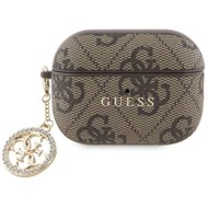 Guess 4G Script PC/PU Charm Case for AirPods Pro 2 Brown - Headphone Case