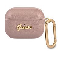 Guess Saffiano PC/PU Metal Logo Case for Apple Airpods Pro, Pink - Headphone Case