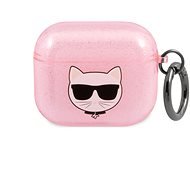 Karl Lagerfeld TPU Glitter Choupette Head Case for Apple Airpods 3 Pink - Headphone Case