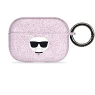 Karl Lagerfeld TPU Glitter Choupette Head Case for Apple Airpods Pro, Pink - Headphone Case