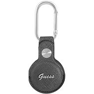 Guess PU Saffiano Script Dog Clip AirTag Case Grey - AirTag Key Ring