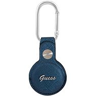 Guess PU Saffiano Script Dog Clip AirTag Case Blue - AirTag Key Ring