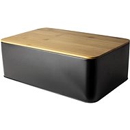 Gusta Bread bin with bamboo lid, black, 32 × 21 × 13 cm - Breadbox