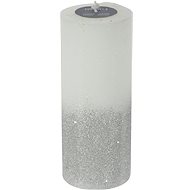 H&L Svíčka se třpytkami 17 cm, bílo-stříbrná - Candle