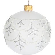 H&L Vánoční ozdoba koule 10cm, bílá s krajkovým motivem, varianta 1 - Karácsonyi díszítés