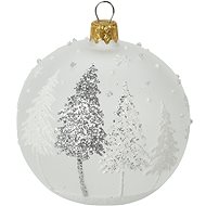 H&L Vánoční ozdoba koule 8cm,  ledová bílá, stříbrná, stromek - Christmas Ornaments