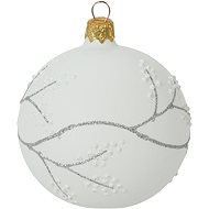 H&L Vánoční ozdoba koule 8cm,  ledová bílá, stříbrná, větvičky - Christmas Ornaments