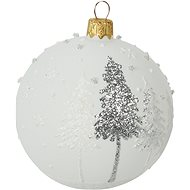H&L Vánoční ozdoba koule 8cm, sněhová bílá, stříbrná, stromek - Christmas Ornaments