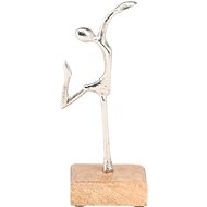 H&L Dancing figure statue on wooden base 21 cm, silver, dancing position A - Decoration