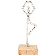 H&L Dancing figure statue on wooden base 21 cm, silver, dancing position B - Decoration
