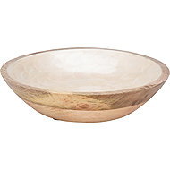H&L Mango wood bowl with pearl enamel, cream, 23,5 × 7 cm - Decorative Bowl