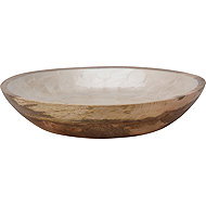 H&L Mango wood bowl with pearl enamel, cream, 30 × 6,8 cm - Decorative Bowl
