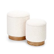 Halmar Cancun stool set, white, fabric/massive - Ottoman