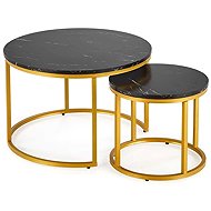 Halmar Paola, black marble / gold - set 2 - Coffee Table