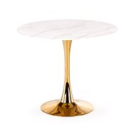 Halmar Casemiro, pr. 90 × 75, bílý/zlatý, sklo / kov - Dining Table