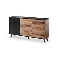 Halmar Random KM-1 chest of drawers, oak wotan / black, laminated - Chest of Drawers