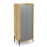 Halmar Mobius 2D, přírodní hikora / šedá, lamino - Šatní skříň
