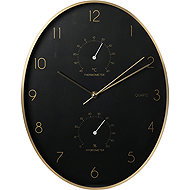 H&L Multifunctional Wall Clock, 345 mm, gold frame, black - Wall Clock