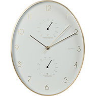 H&L Multifunctional Wall Clock, 345 mm, gold frame, white - Wall Clock