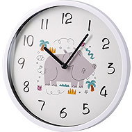 H&L Children’s Wall Clock, 22.5 cm, Hippopotamus, white frame - Wall Clock