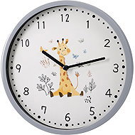 H&L Children's Wall Clock, 22.5 cm, Giraffe, grey frame - Wall Clock