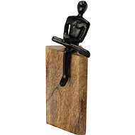 H&L Man cool statue on wooden log, black - Decoration