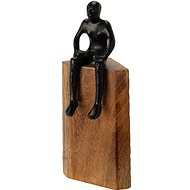 H&L Soška Man strong na dřevěném špalku, černá - Decoration