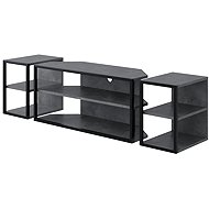 Houseland TV Stand Set + 2 Echo Side Tables, Retro, Grey/Black - TV Table