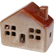 H&L Ceramic light-up LED house 7cm, orange - Christmas Decoration