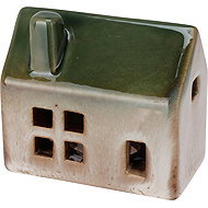 H&L Ceramic LED light-up house 7cm, green - Christmas Decoration