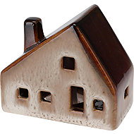 H&L Ceramic LED light-up house 7cm, brown - Christmas Decoration