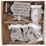 H&L Christmas decorations set, beige, textile/wood, 10 pcs - Christmas Decoration
