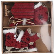 H&L Christmas decorations set, red, textile/wood, 10 pcs - Christmas Ornaments